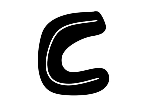 Funky Bold Skeleton Letter C