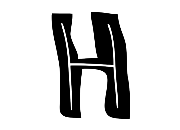 Funky Bold Skeleton Letter H
