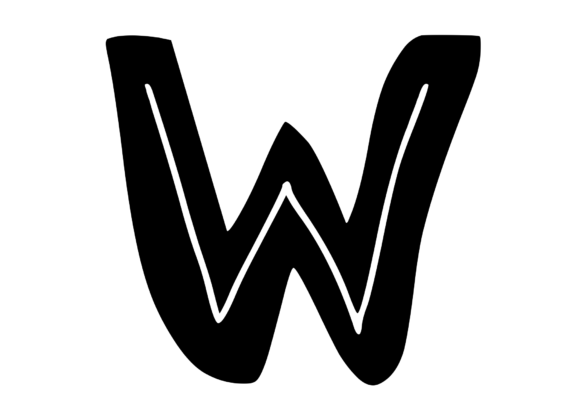 Funky Bold Skeleton Letter W