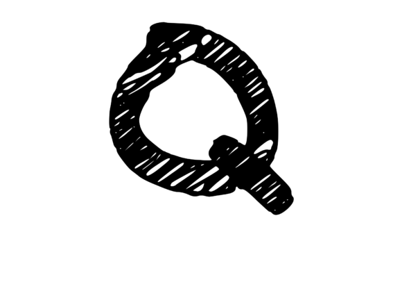 Rough and Messy Scribbled Mono Letter Q