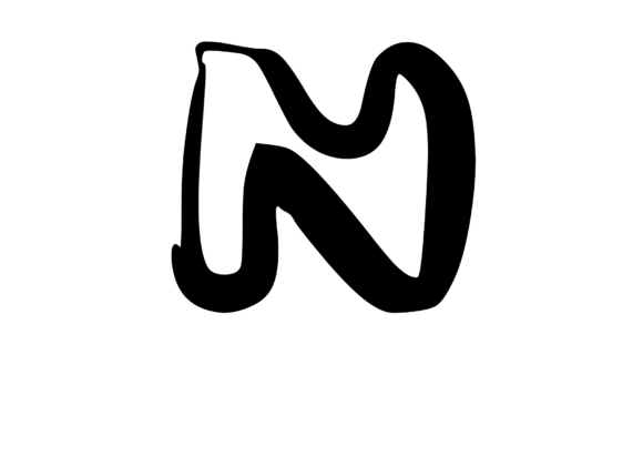 Rounded Fat Marker Pen Mono Letter N